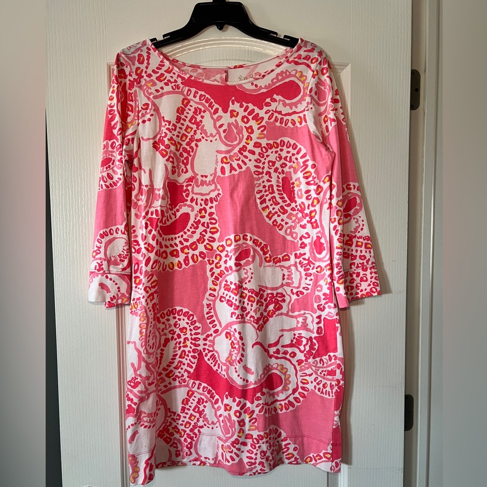 Lilly Pulitzer Pink and White Long Sleeve Dress